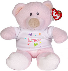 New Baby "She's All Heart" Personalized ©Ty Inc. "Baby Pink" Teddy Bear